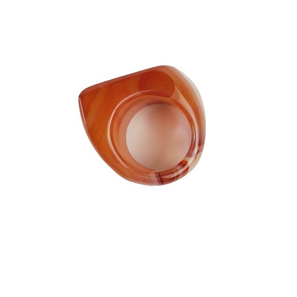 Vintage Carnelian Agate Crystal Rhombus Shaped Ring in Dark Caramel - Picture 3 of 3
